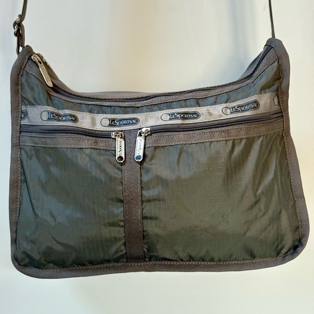 LESPORTSAC Shoulder Cross body Bag Medium Tote Bags Green Gray Pockets NWOT